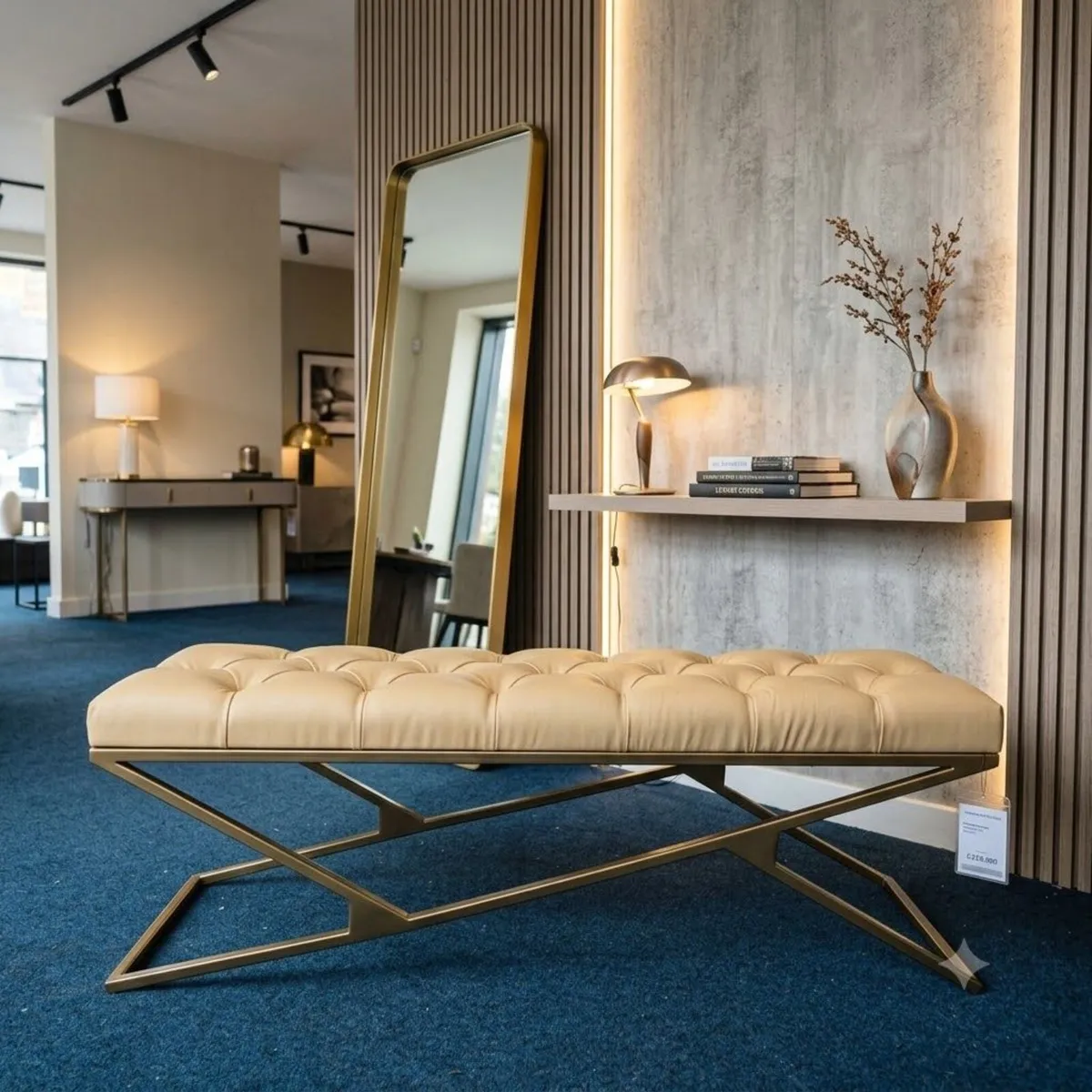 Luxury Chesterfield Bench – Gold Frame - Image 4