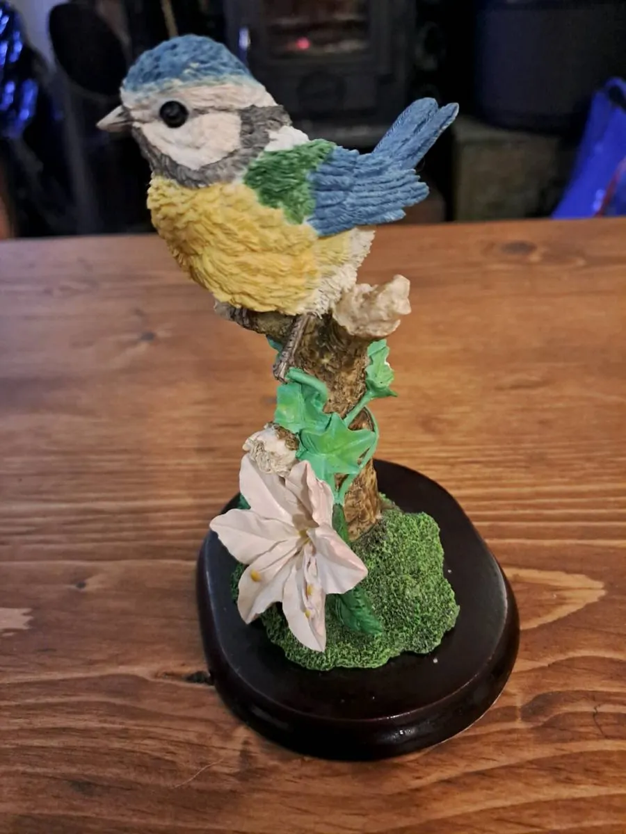 Detailed Blue Tit Bird Figurine Flowering Branch - Image 2