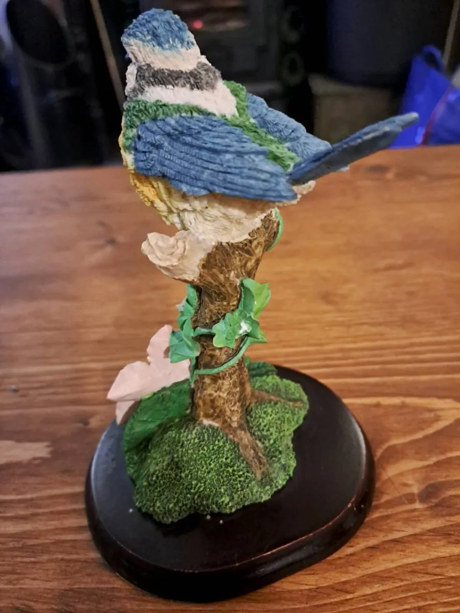 Detailed Blue Tit Bird Figurine Flowering Branch - Image 3