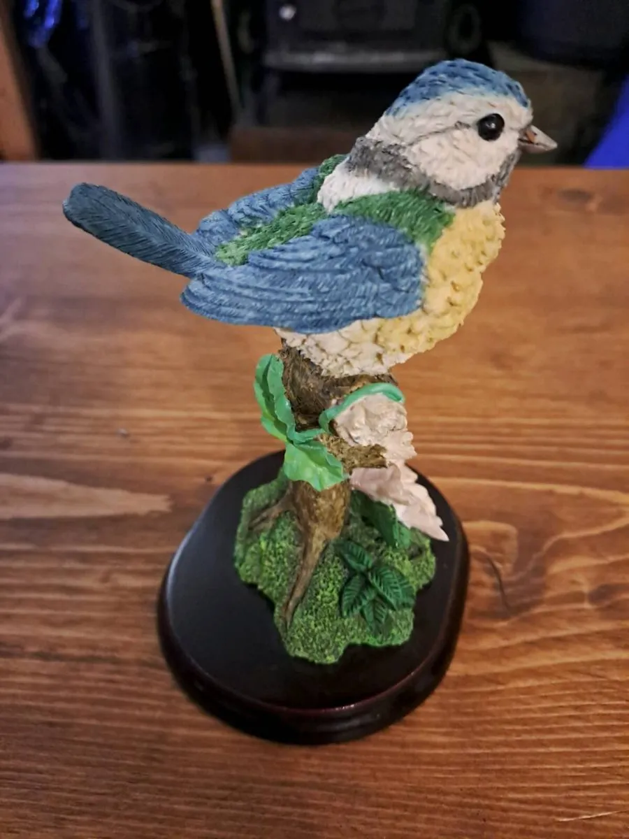 Detailed Blue Tit Bird Figurine Flowering Branch - Image 4