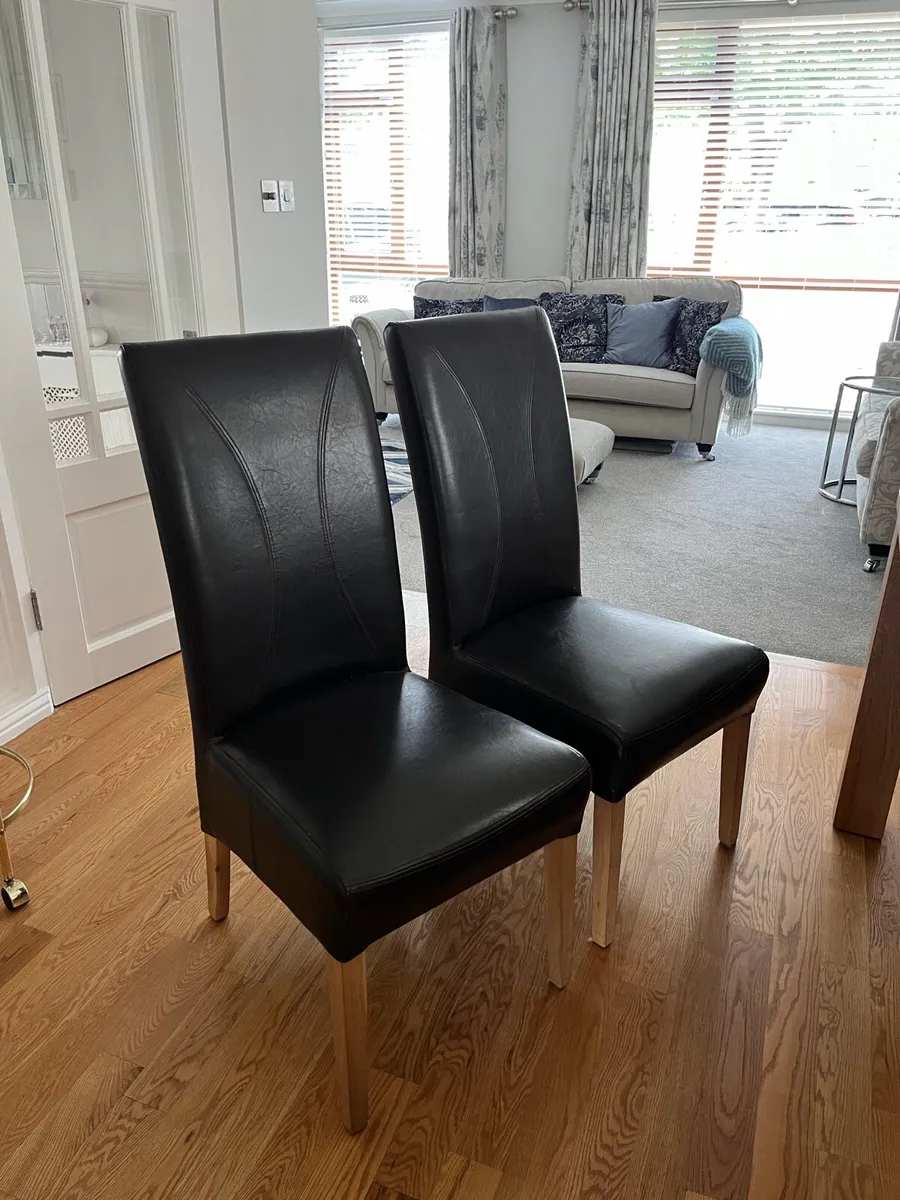 8 Dark Brown Leather Dining Chairs - Image 1