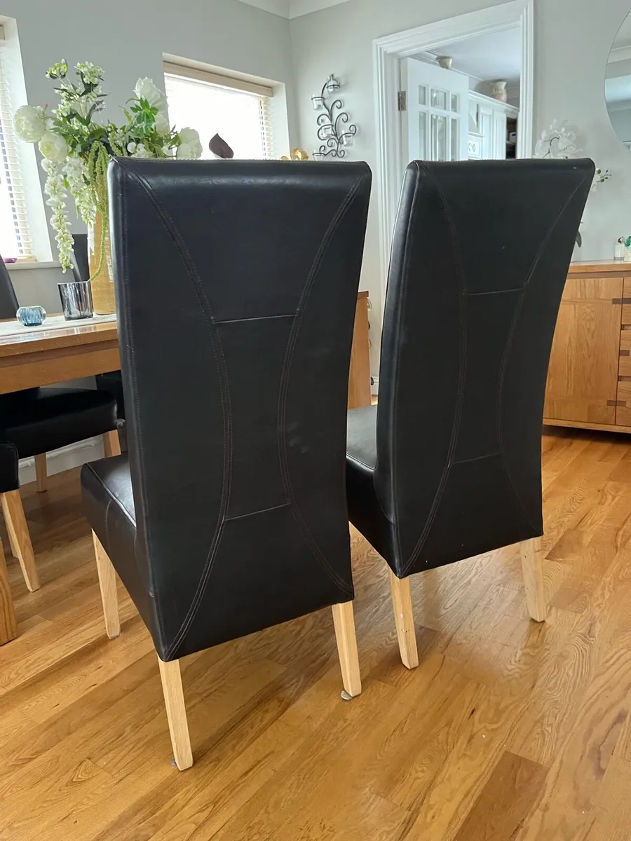 8 Dark Brown Leather Dining Chairs - Image 2