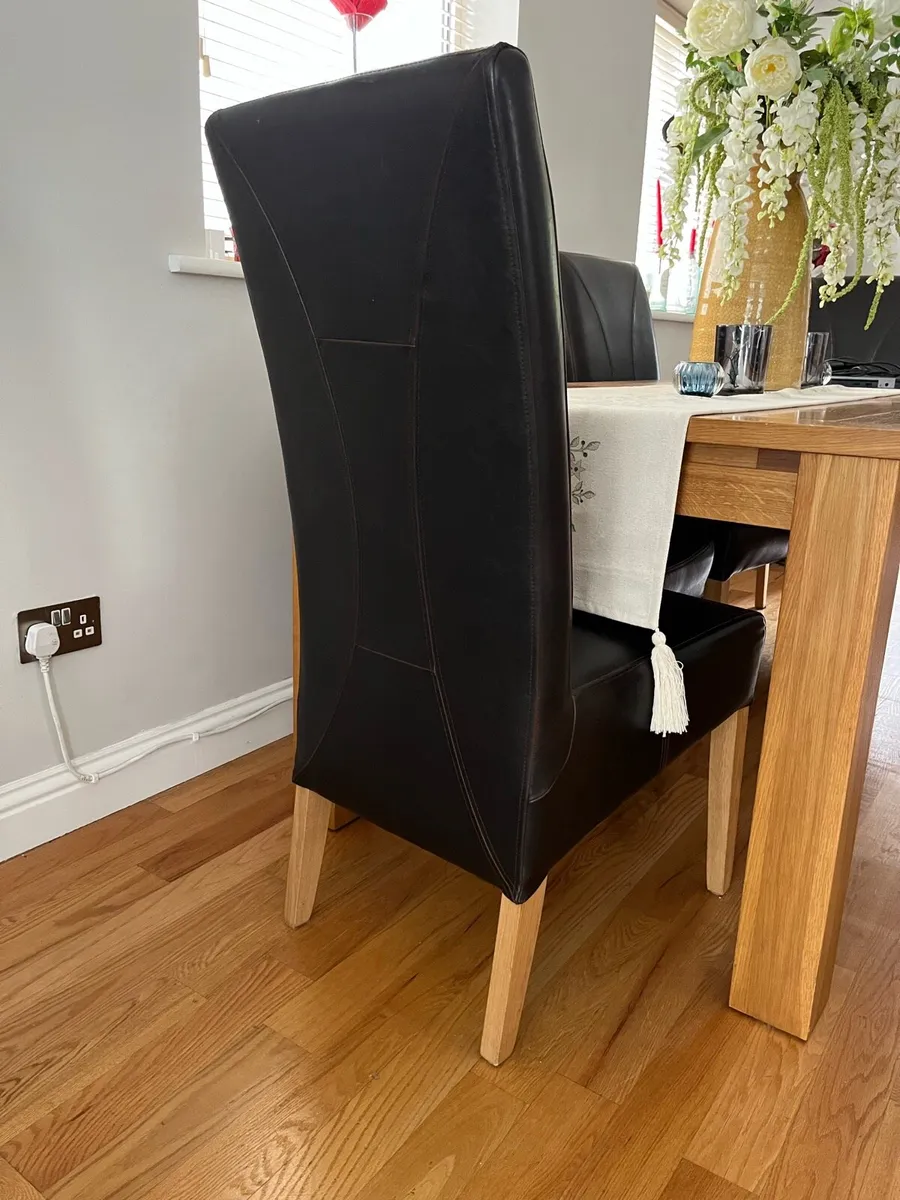 8 Dark Brown Leather Dining Chairs - Image 3