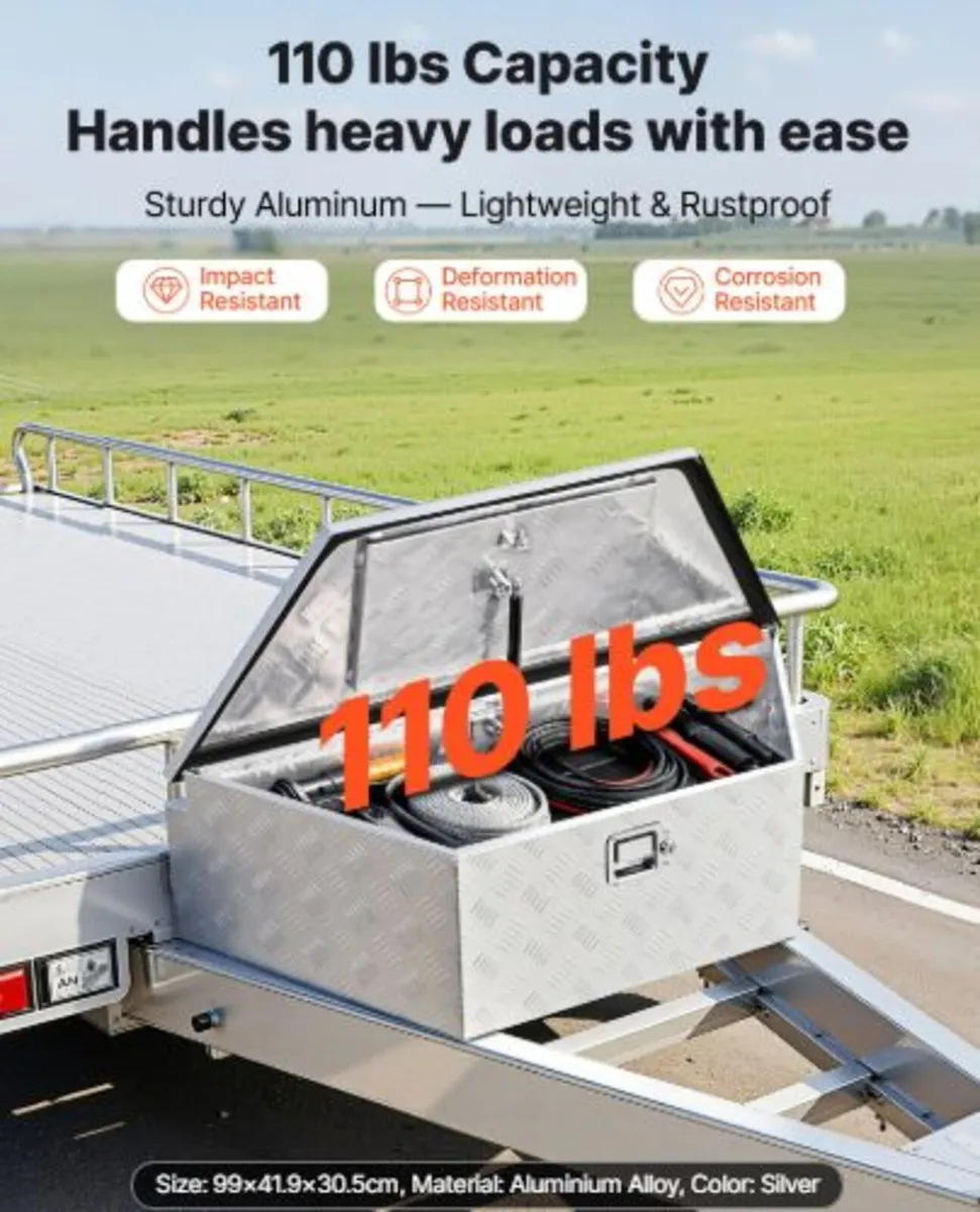 Trailer Tongue Box, 990 x 419 x 305 mm Aluminum - Image 2