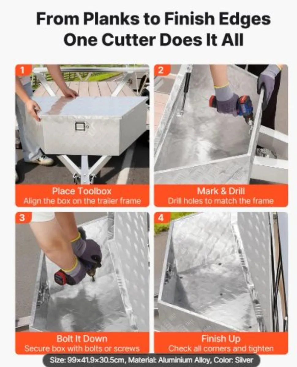 Trailer Tongue Box, 990 x 419 x 305 mm Aluminum - Image 3