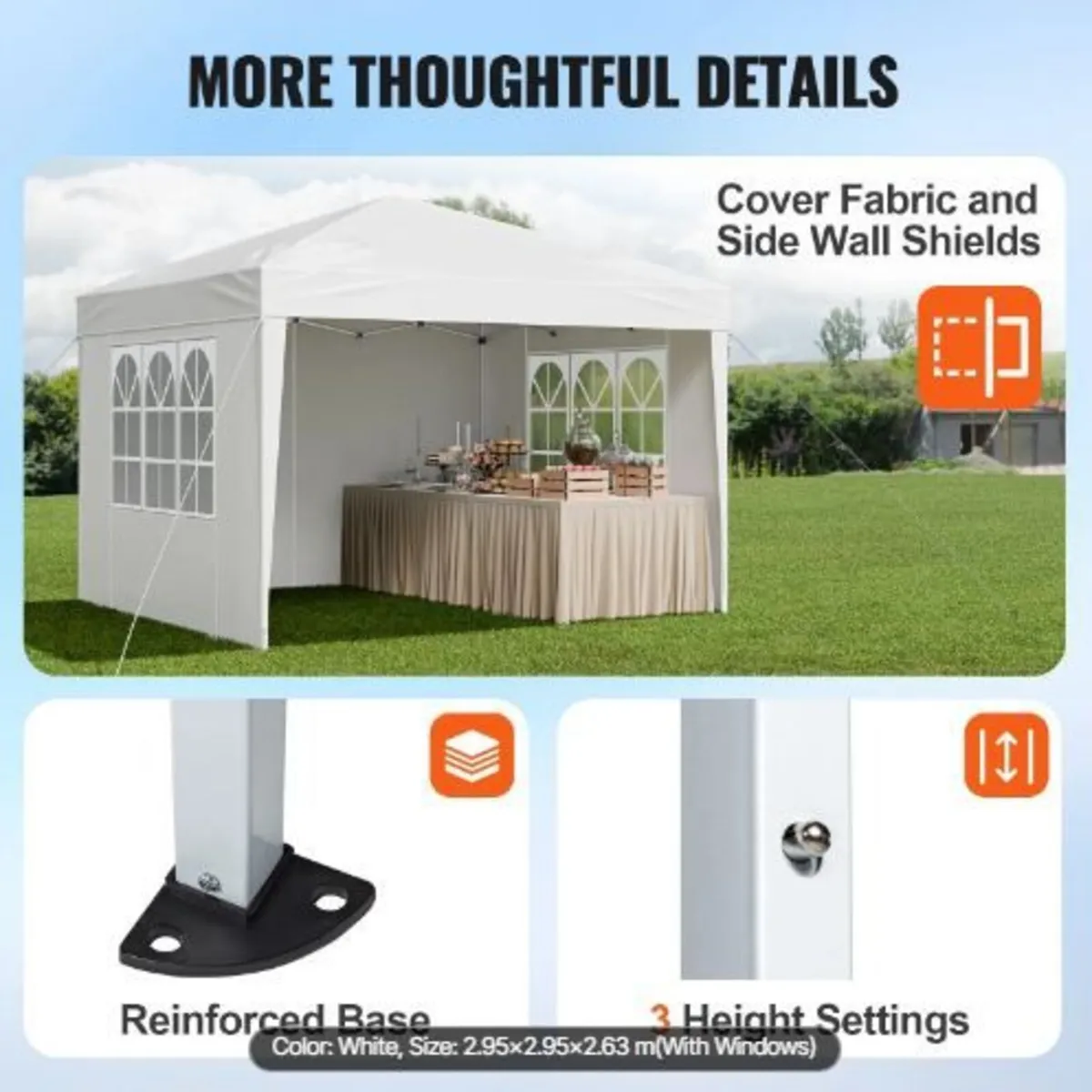 Pop Up Canopy, 2.95 x 2.95 m Instant Canopy - Image 3