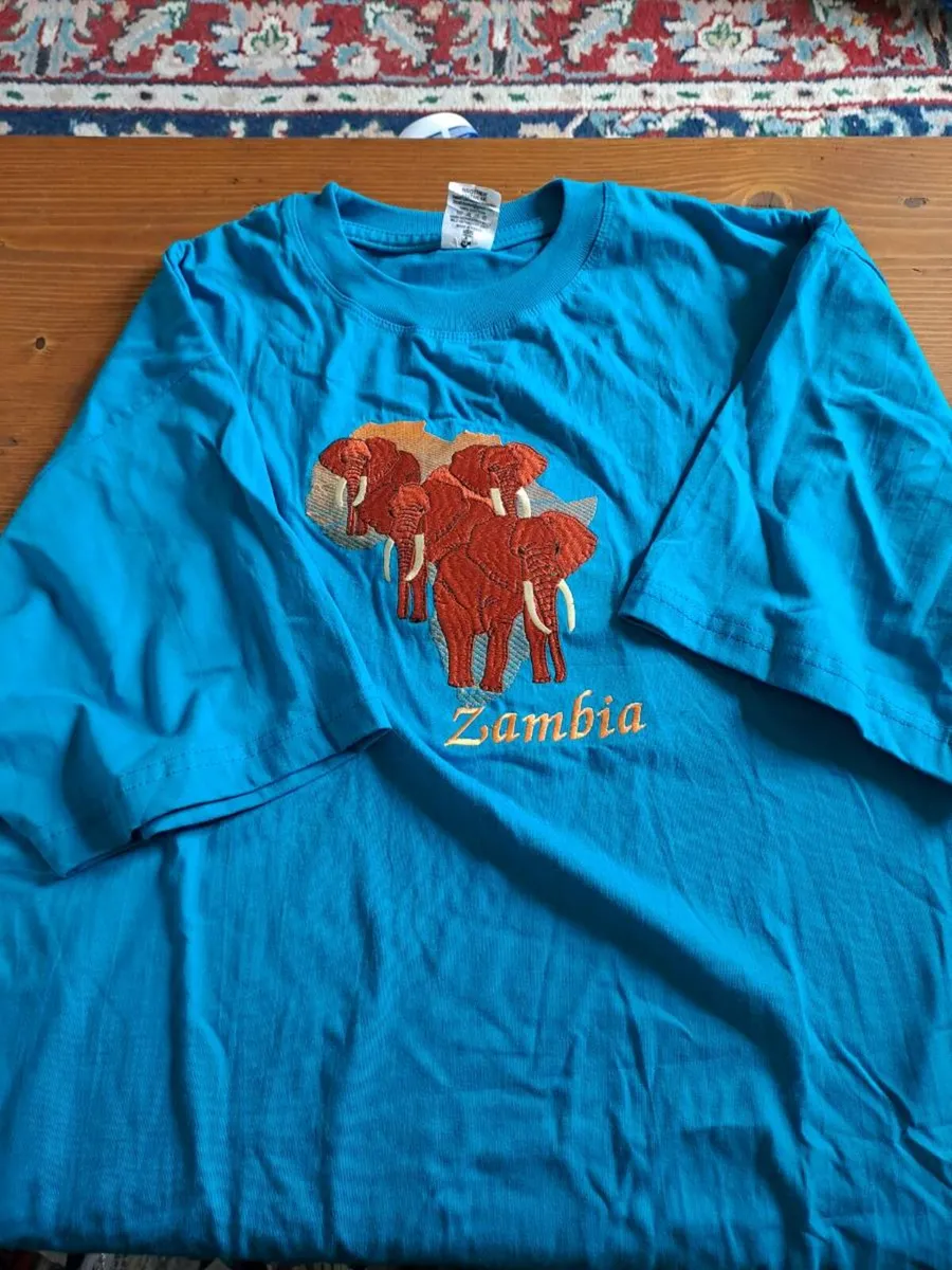 Zambia Elephant Embroidered T-Shirt – Size XL - Image 2