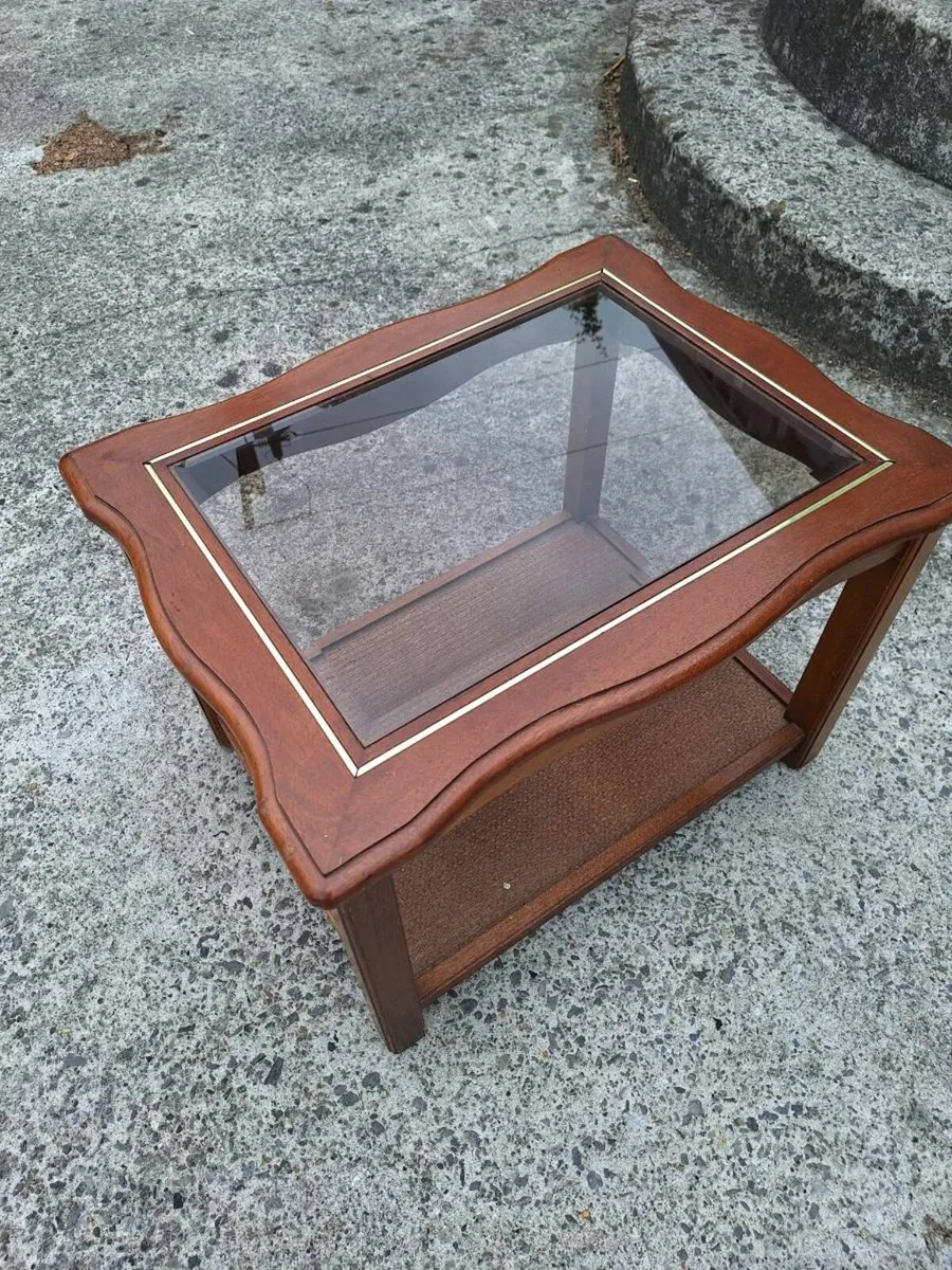 Rectangular coffee table with rattan base