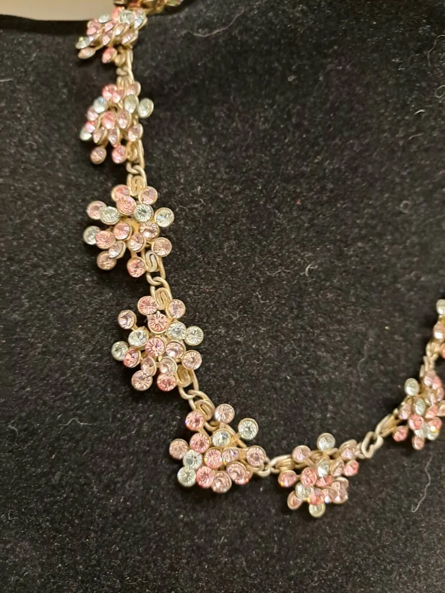 Vintage NB Crystal Floral Statement Necklace - Image 2