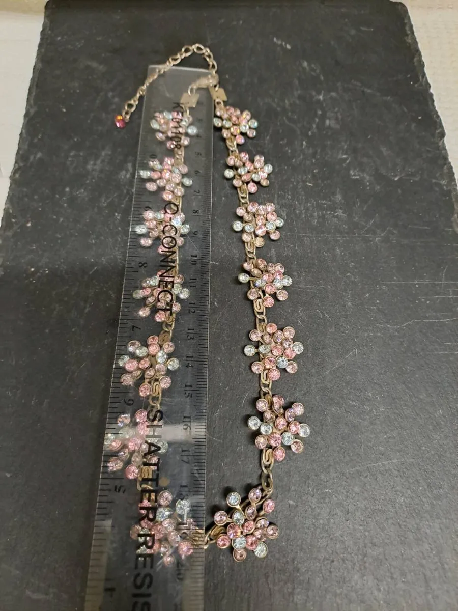 Vintage NB Crystal Floral Statement Necklace - Image 4