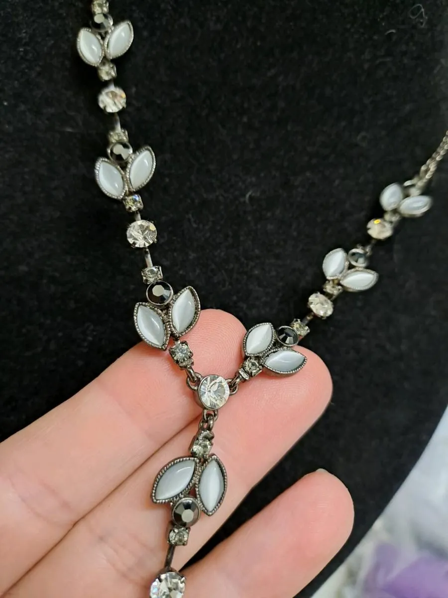 M&S Statement Necklace – Black, White & Crystal - Image 2