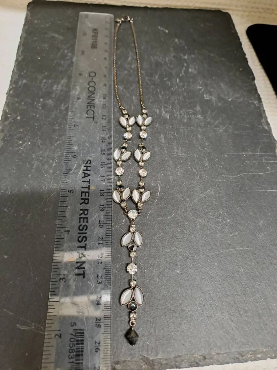 M&S Statement Necklace – Black, White & Crystal - Image 3
