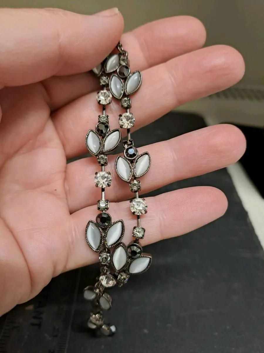 M&S Statement Necklace – Black, White & Crystal - Image 4