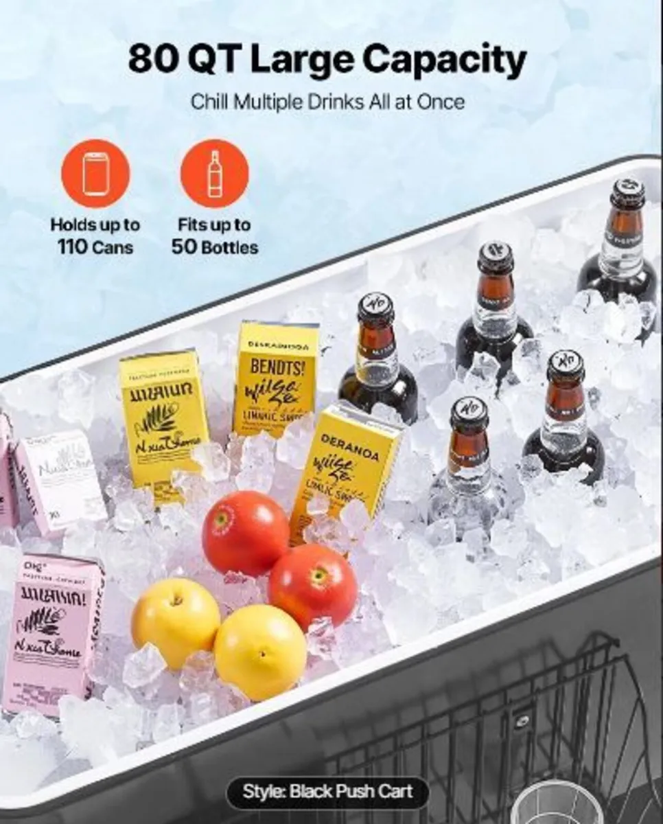 Rolling Ice Chest, Holds up to 50 Bottles / 110 Ca - Image 2