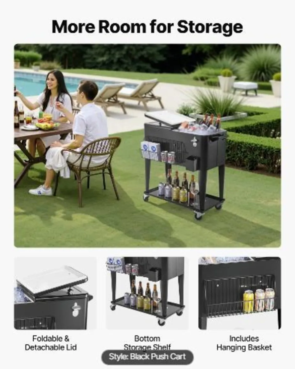 Rolling Ice Chest, Holds up to 50 Bottles / 110 Ca - Image 4