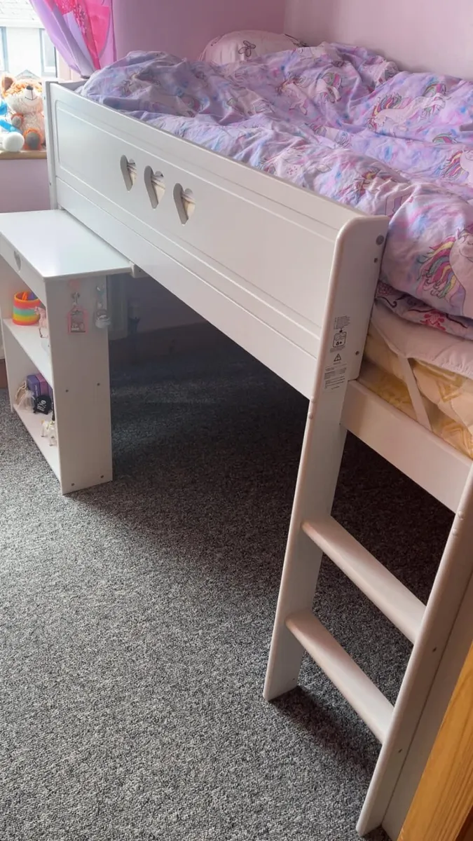 Mid sleeper bed, wardrobe, tv unit and dog kennel - Image 1