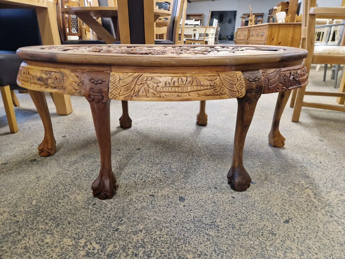 Vintage carved oak Chinese coffee table - Image 2