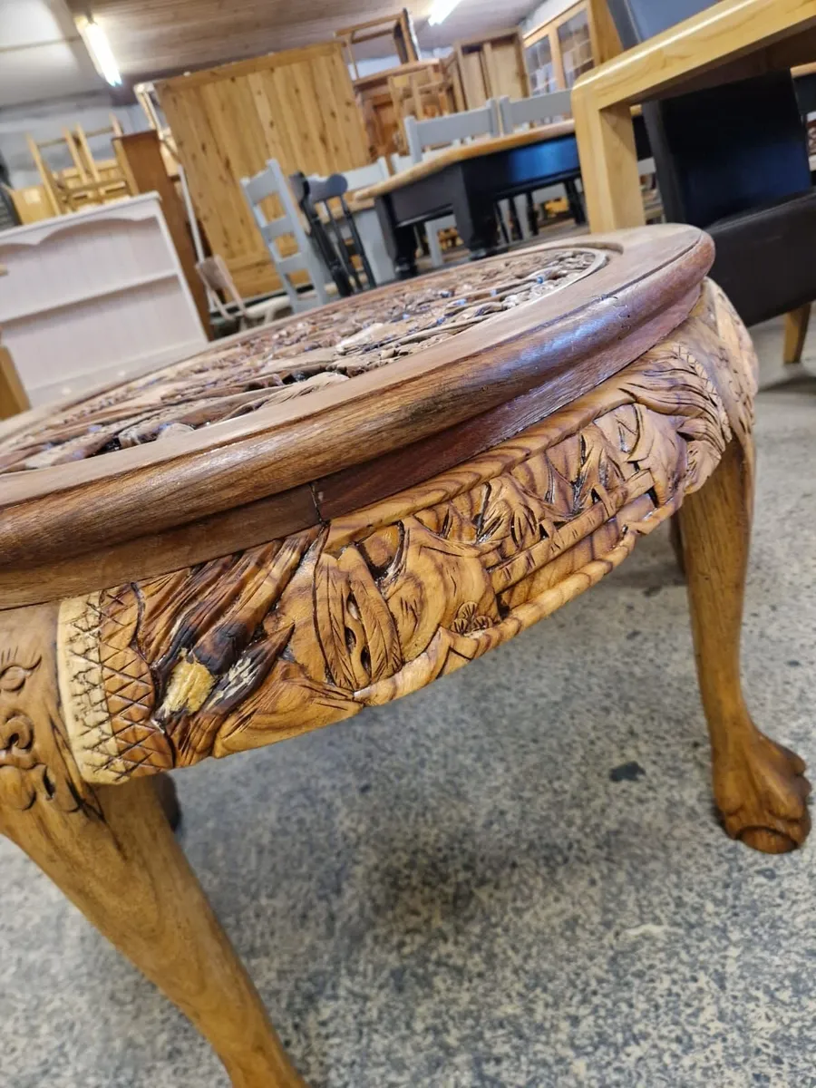 Vintage carved oak Chinese coffee table - Image 4