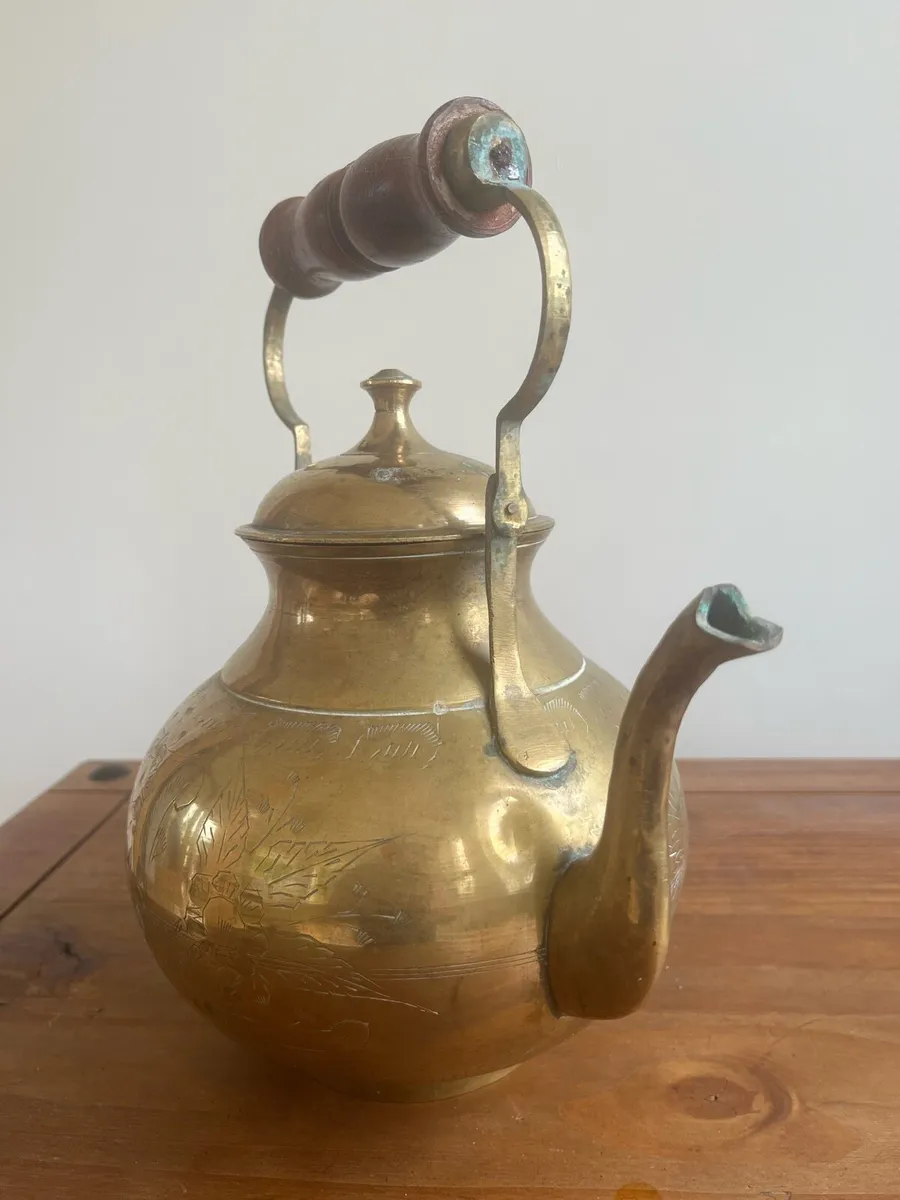 Large vintage brass kettle - Image 3