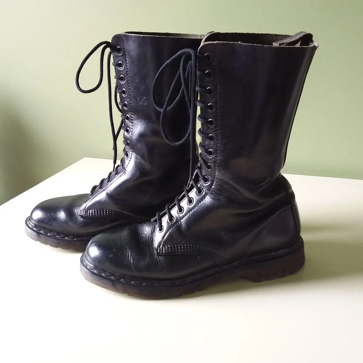 Vintage Black 14 Hole Dr Martens Boots - Image 2