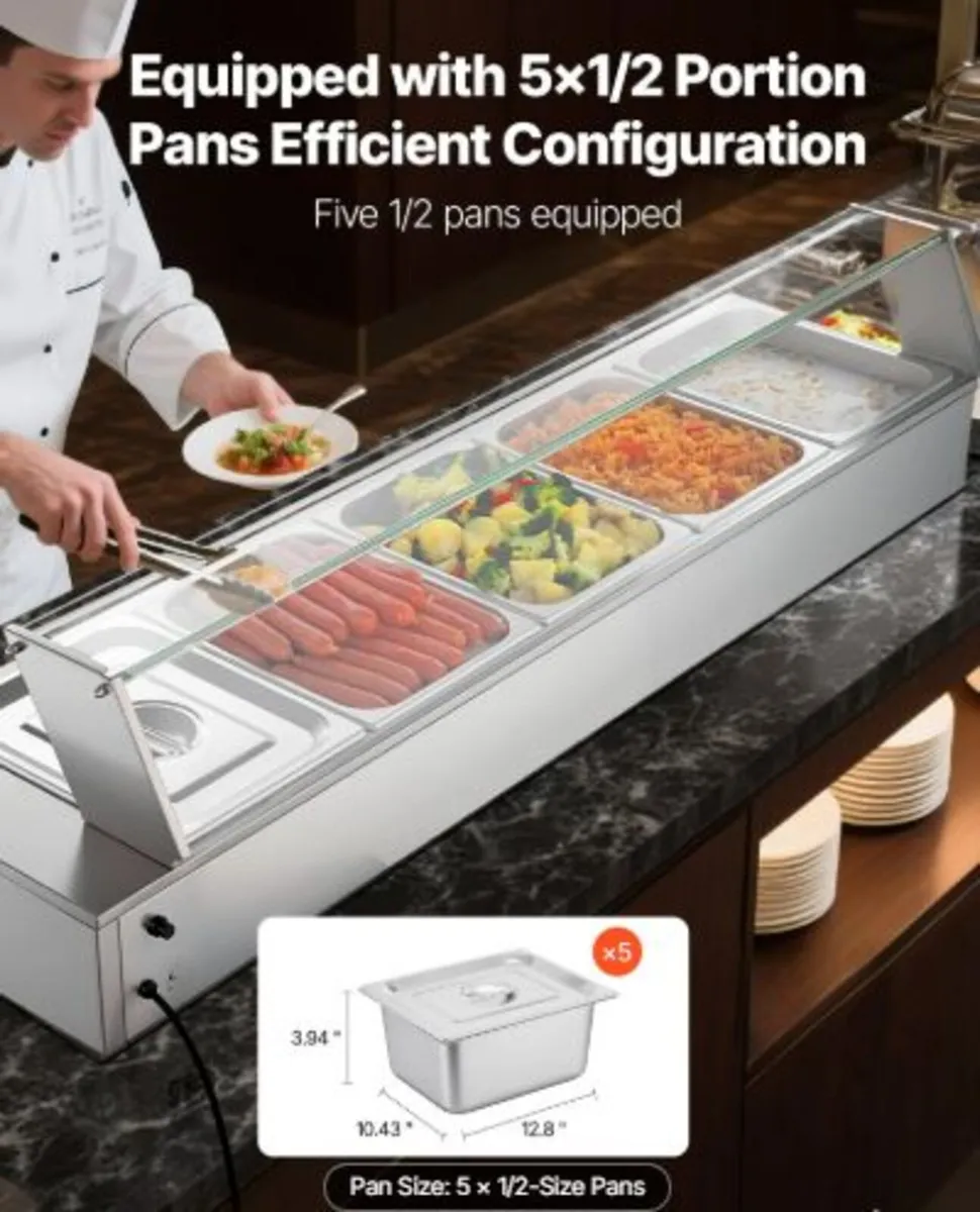 Commercial Food Warmer, 1500W Electric Stainless - Image 4