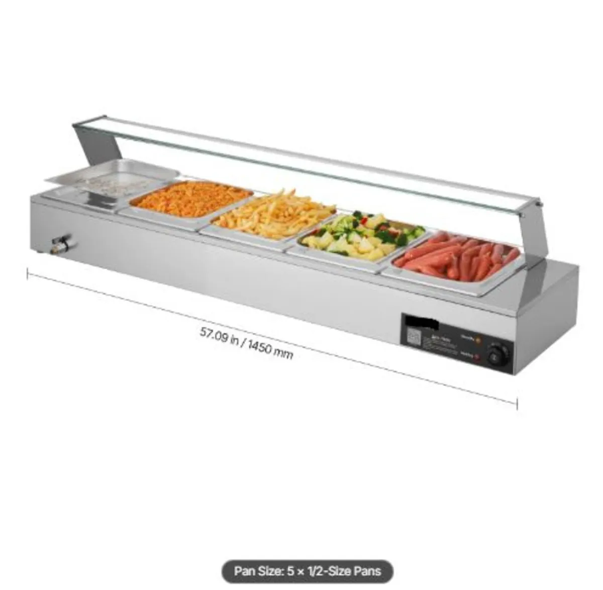 Commercial Food Warmer, 1500W Electric Stainless - Image 1