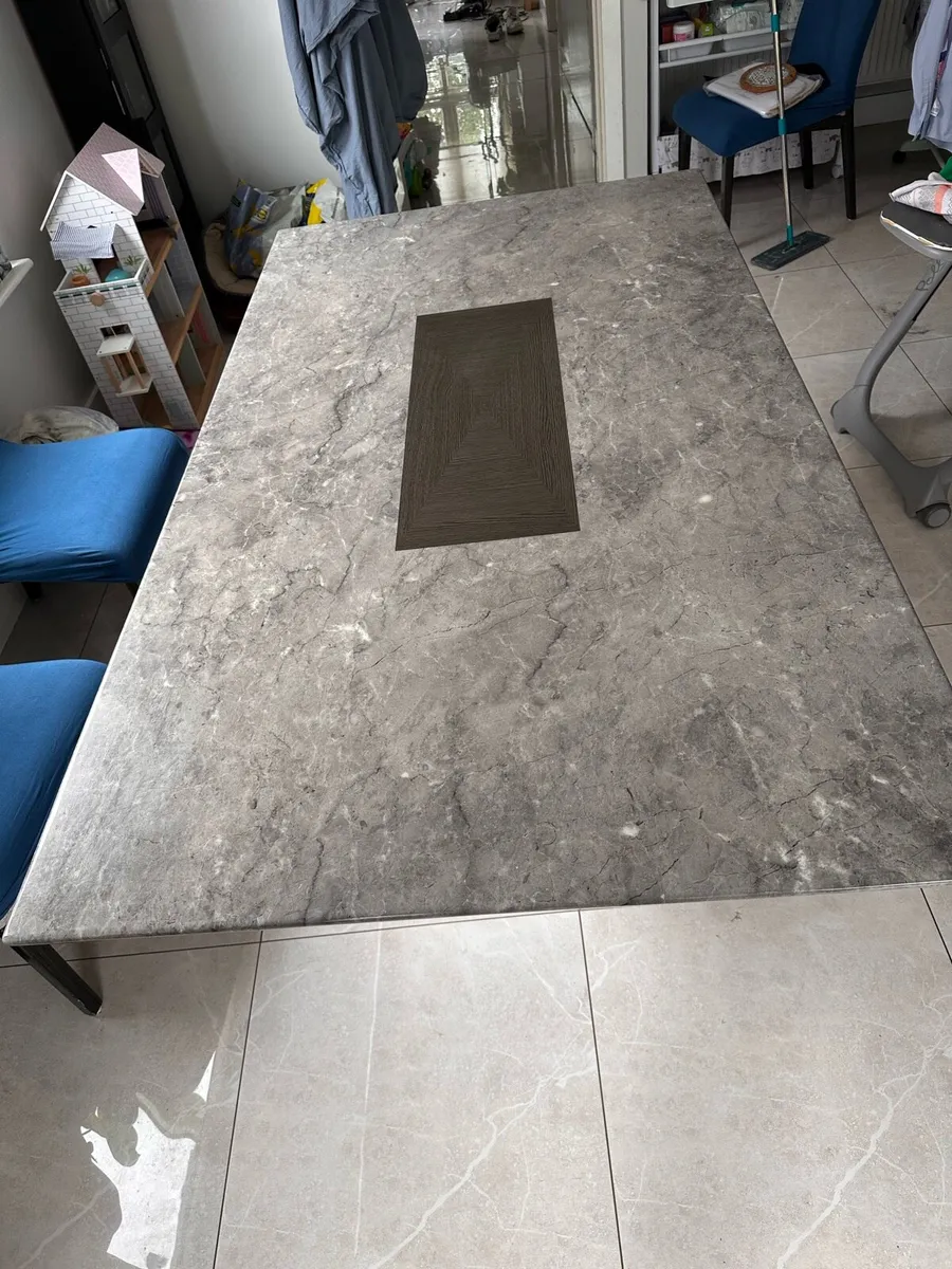 EZ Living Large Grey Marble Effect Dinning Table - Image 3