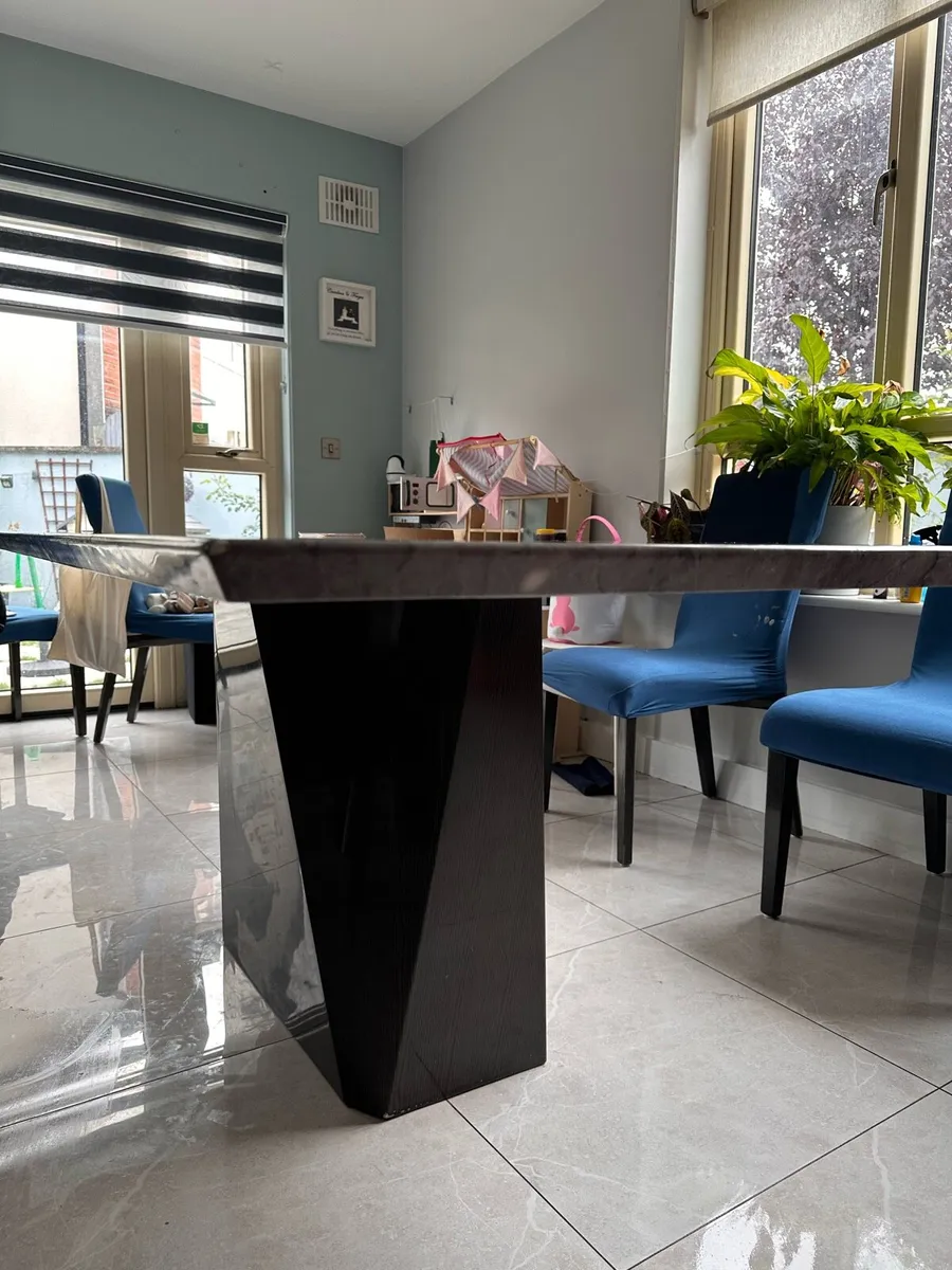 EZ Living Large Grey Marble Effect Dinning Table - Image 2