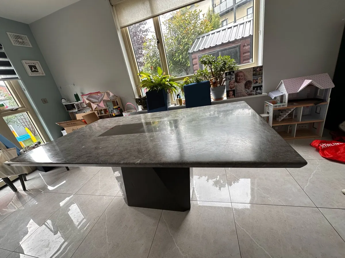EZ Living Large Grey Marble Effect Dinning Table - Image 1