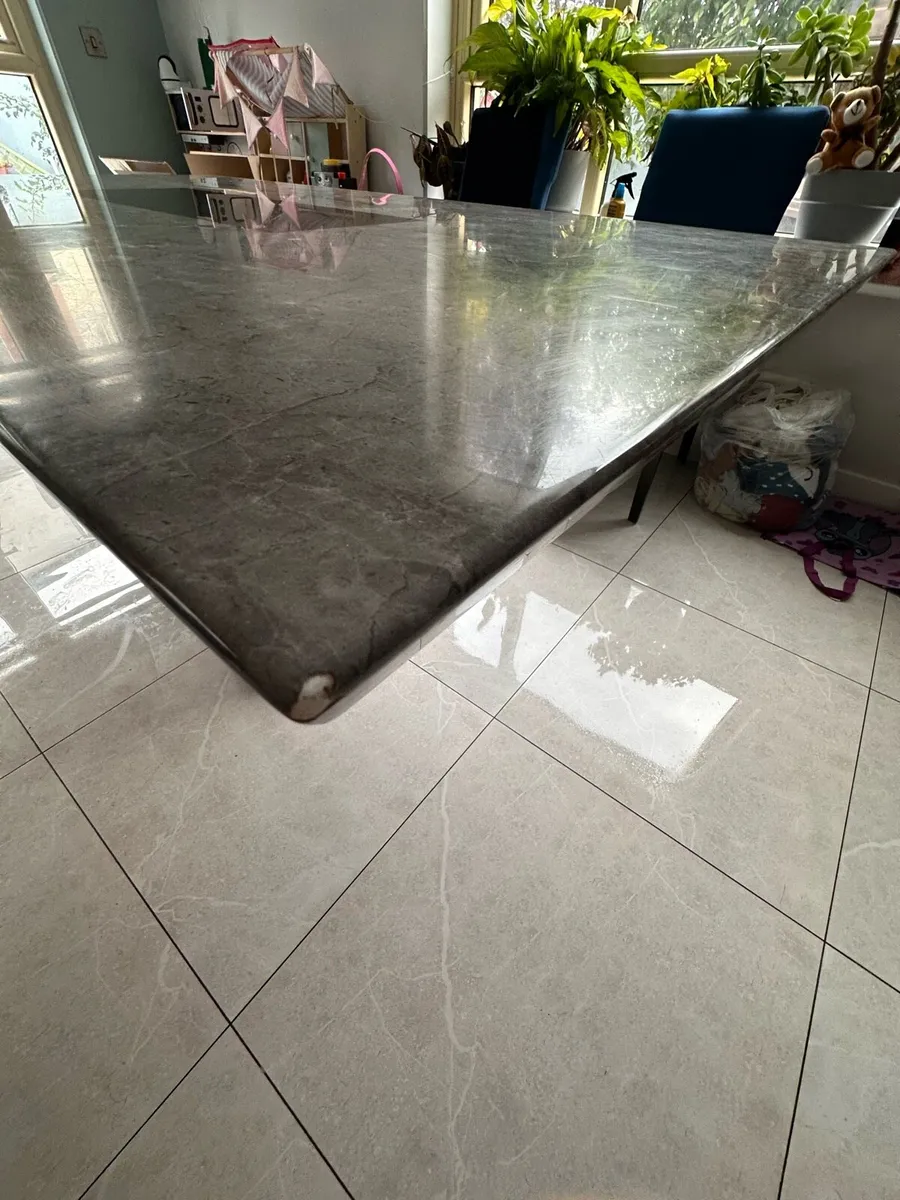 EZ Living Large Grey Marble Effect Dinning Table - Image 4