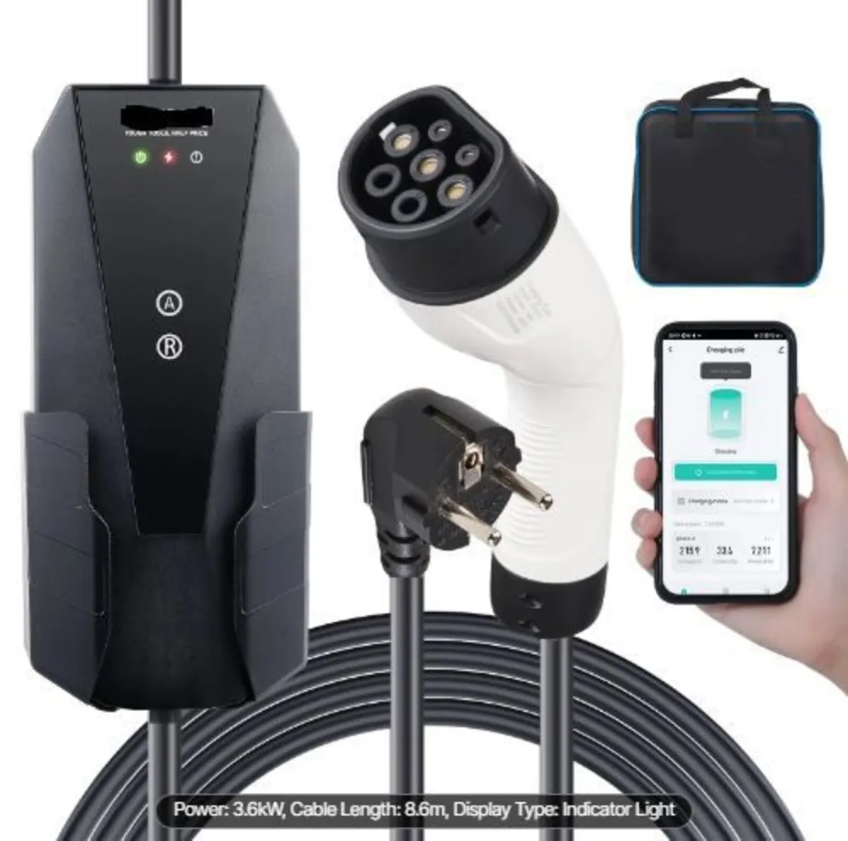 Portable EV Charger Type 2, 16A 3.7 kW, - Image 1