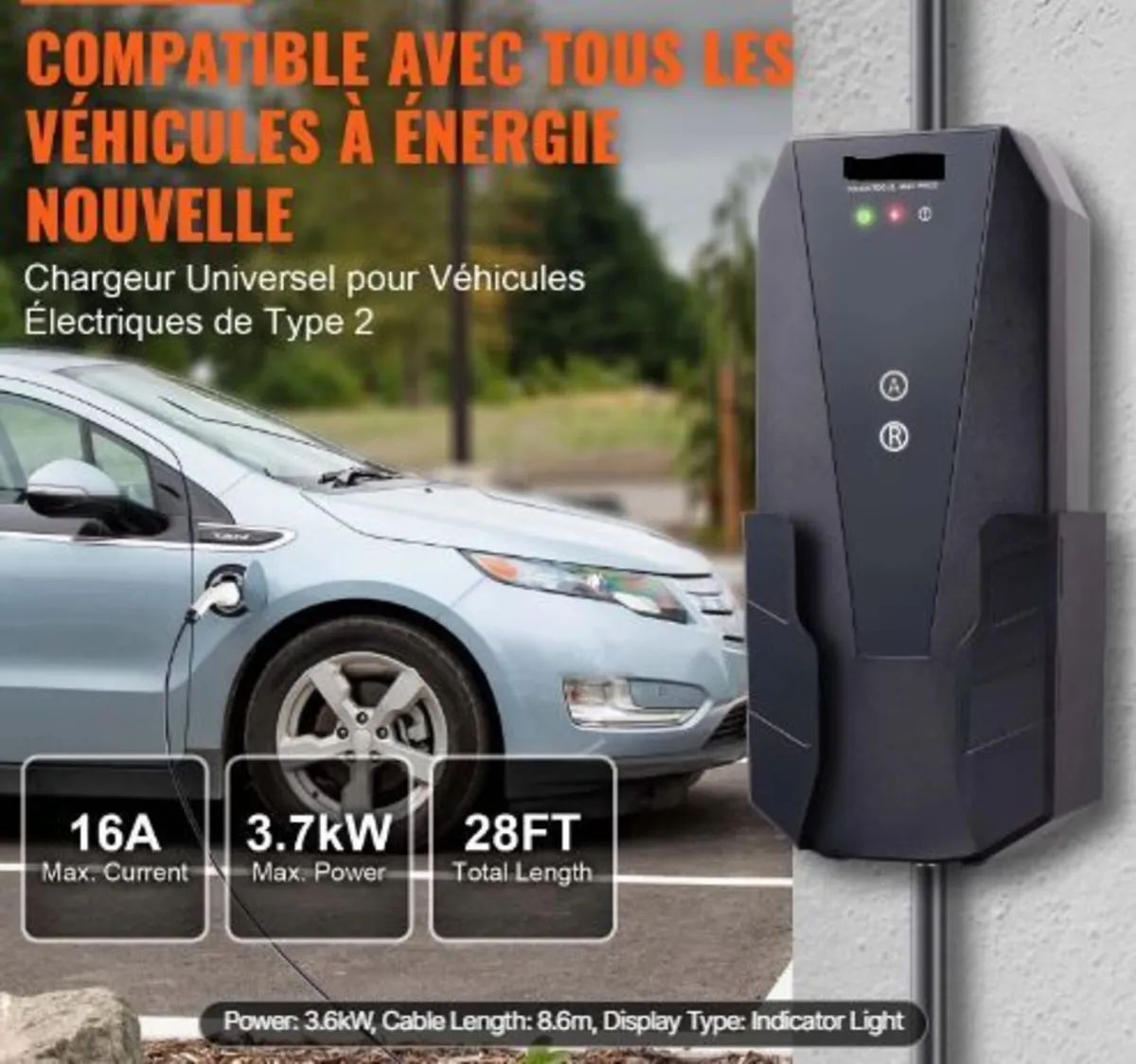 Portable EV Charger Type 2, 16A 3.7 kW, - Image 3