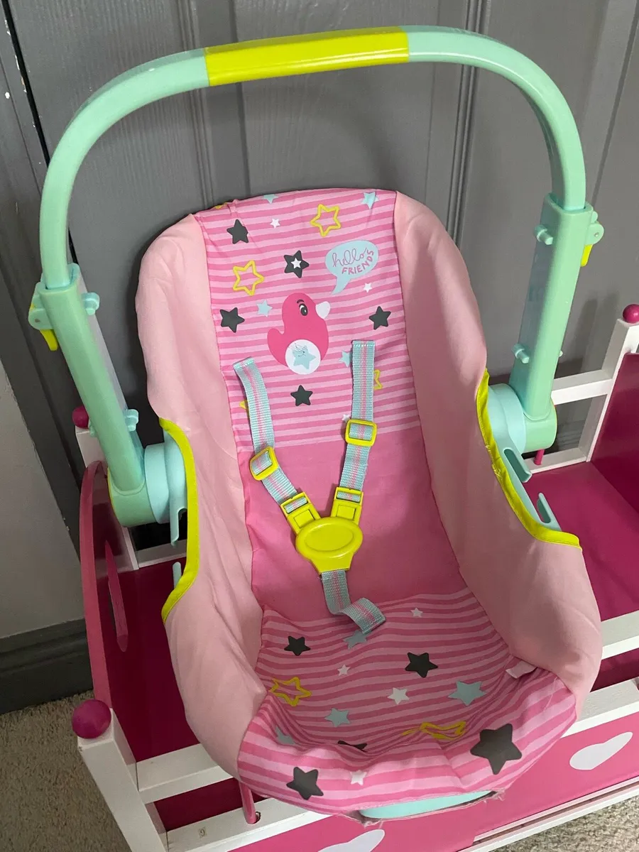 Doll’s bed , carrier and stroller - Image 3