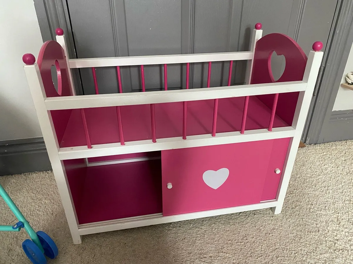 Doll’s bed , carrier and stroller - Image 4