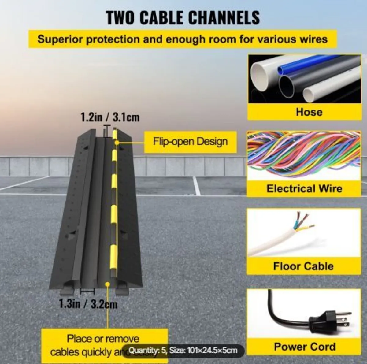 Cable Protector Ramp 101x24.5x5 cm , 5 Packs - Image 4