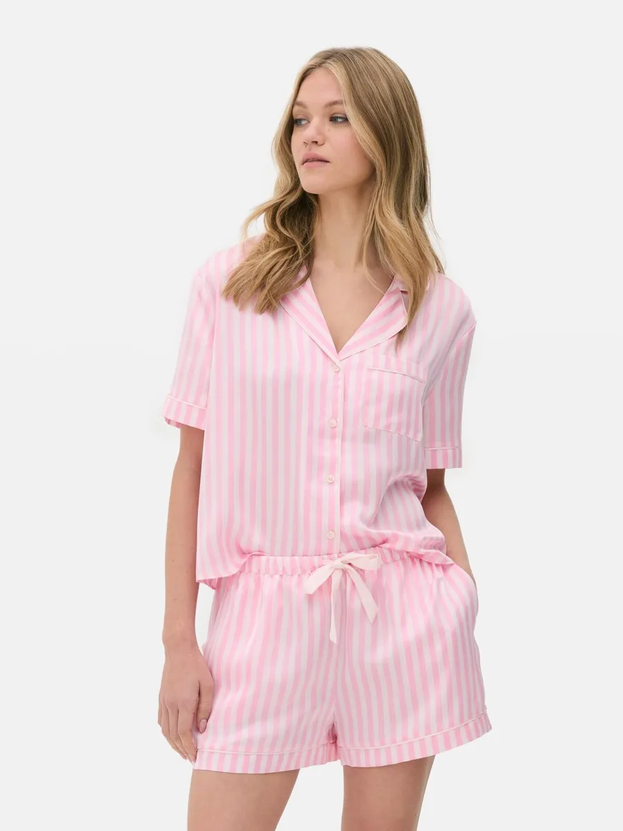 New A pink & white striped satin pajama set 10/12 - Image 1