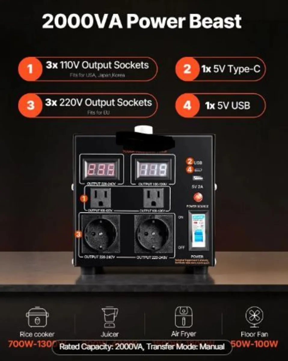 Voltage Converter Transformer, 2000VA - Image 2