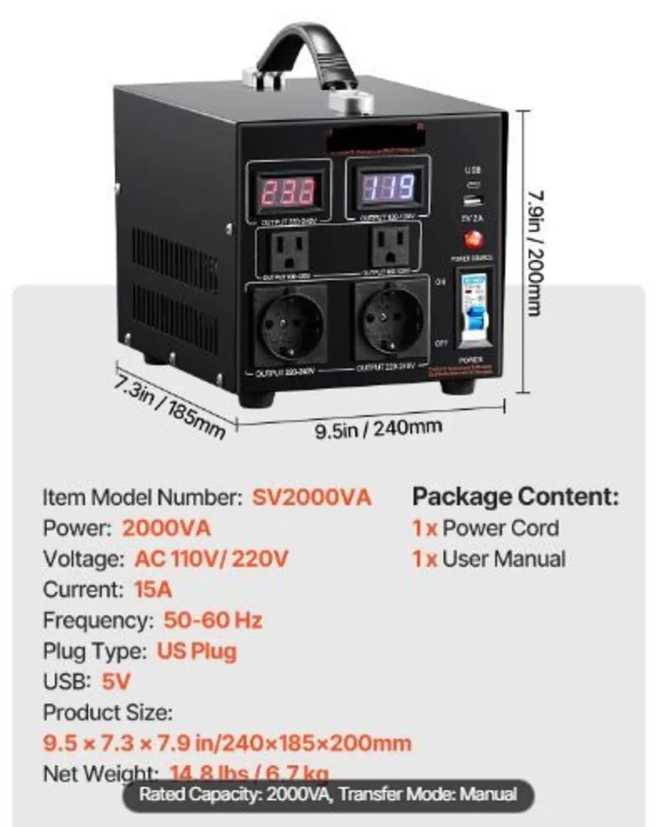 Voltage Converter Transformer, 2000VA - Image 4