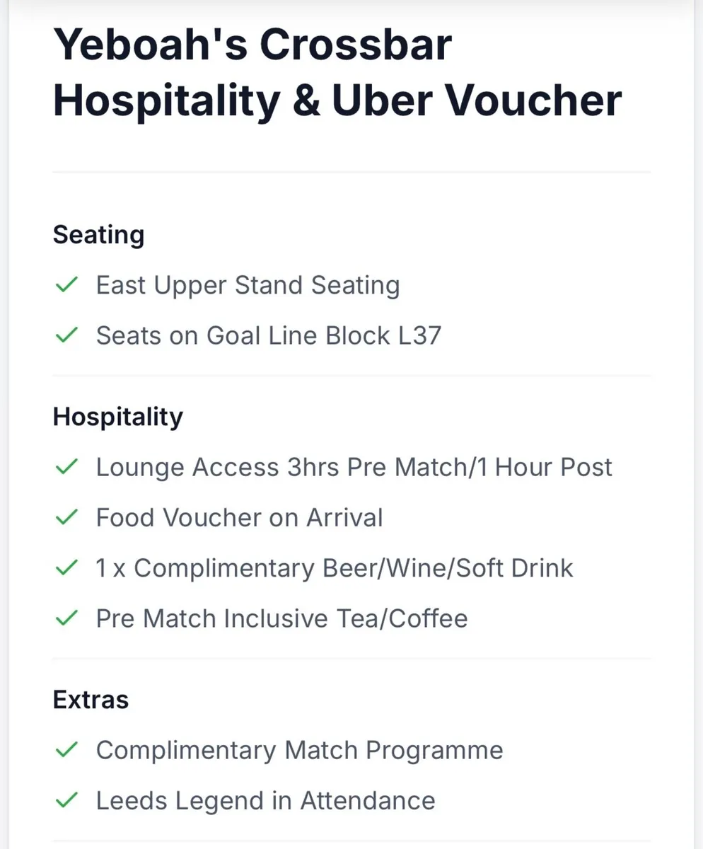 2 x Leeds vs. Brentford Hospitality Tickets - Image 1