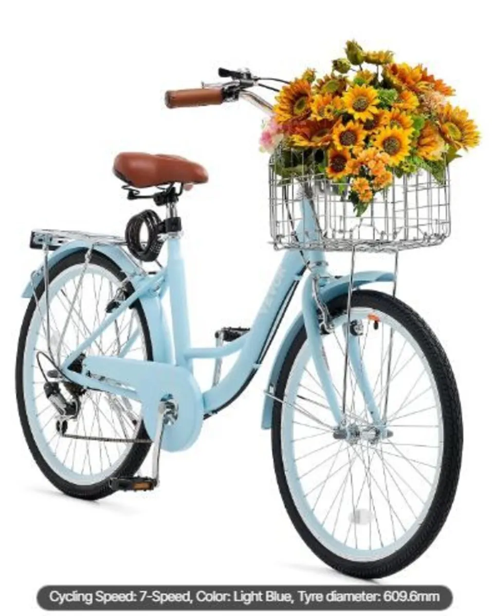 Cruiser Bike, 7-Speed, 24-Inch Light Blue - Image 3