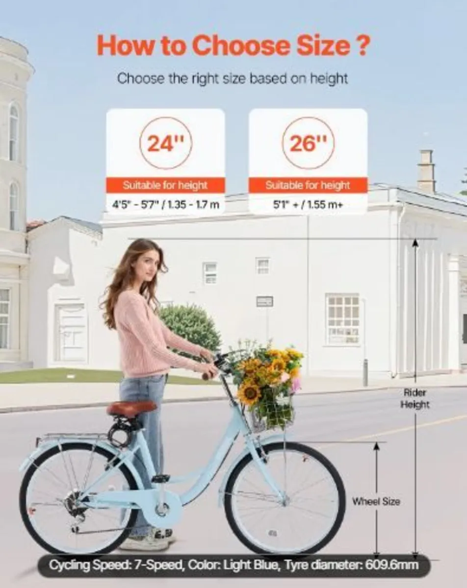 Cruiser Bike, 7-Speed, 24-Inch Light Blue - Image 4