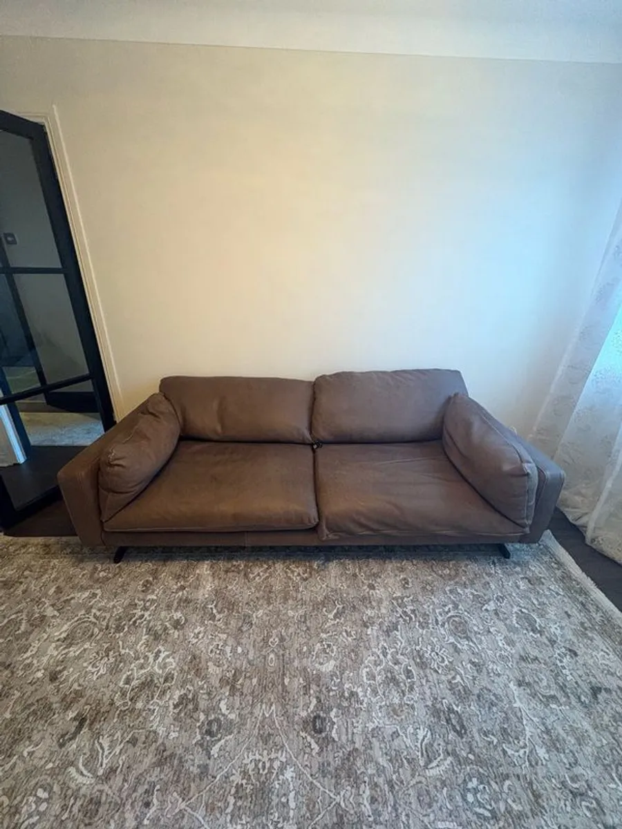 Leather sofa with original harvey Norman tag still attached - Image 2
