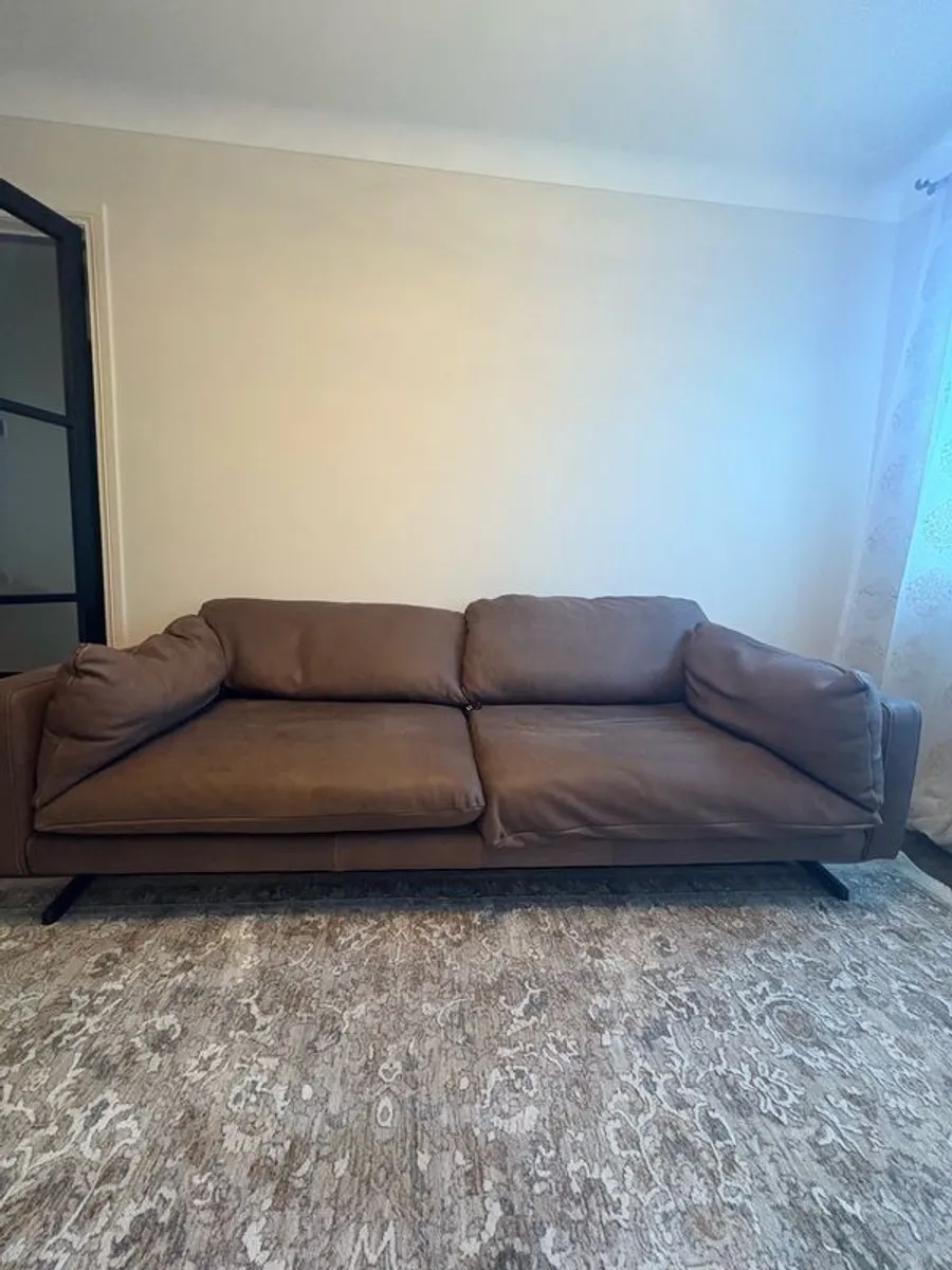 Leather sofa with original harvey Norman tag still attached - Image 3