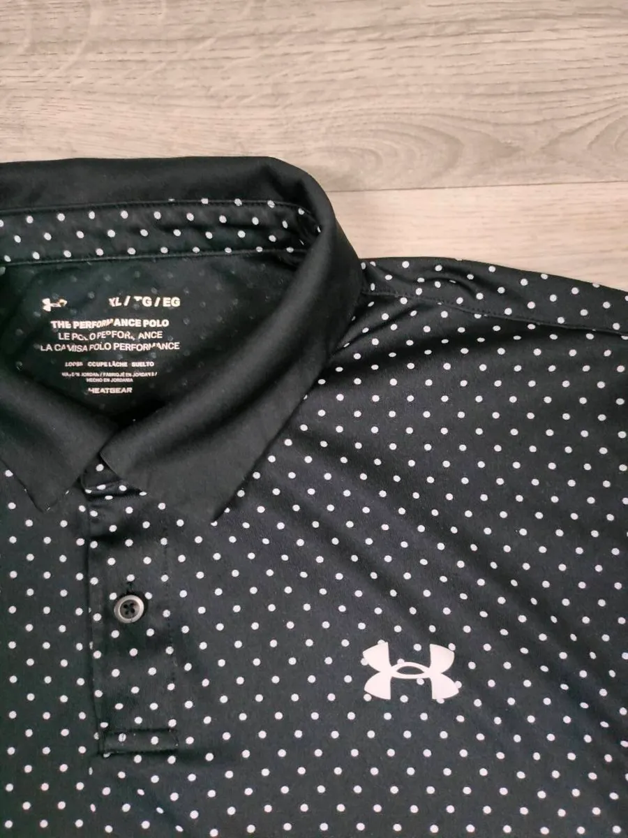 Under Armour Polka Dot Golf Polo Shirt Mens XL - Image 3