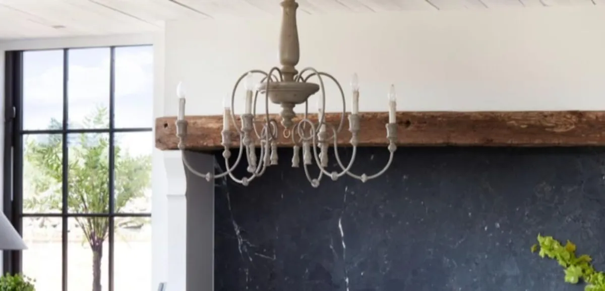 CHANDELIER – 6-Light, Curved Iron Arms