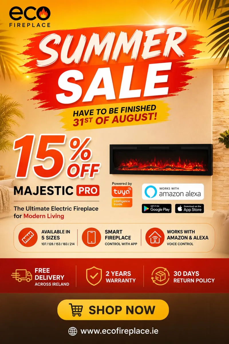 Smart Electric fireplace in 5 sides.  Free deliver - Image 1