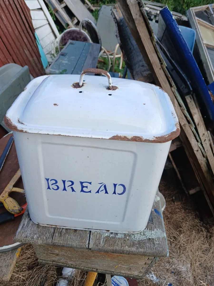 Vintage White Enamel Bread Bin. - Image 1
