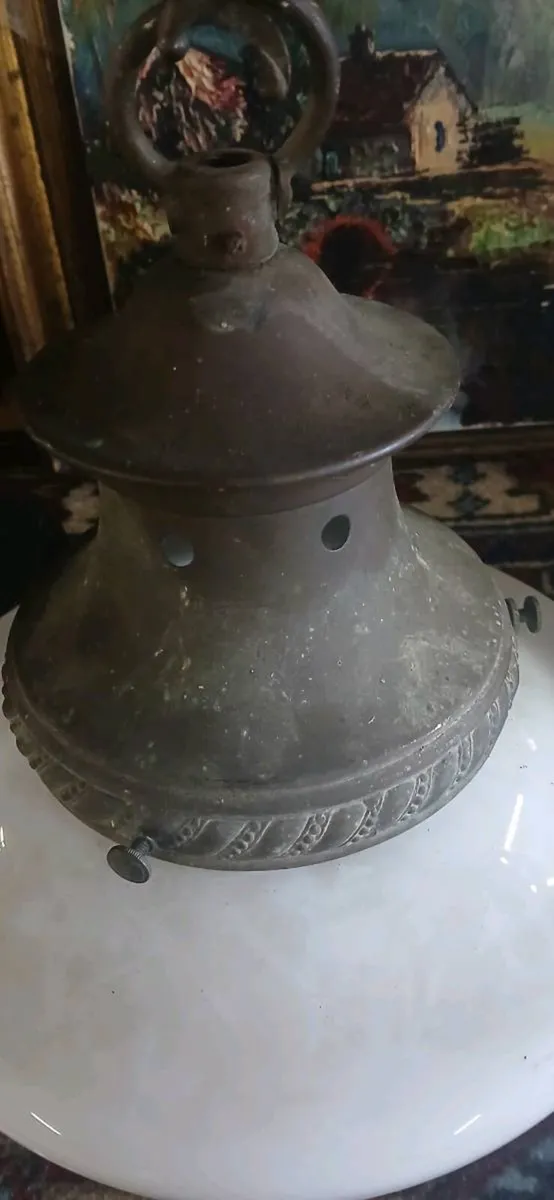 1860s copper glass ceiling light  shade - Image 2