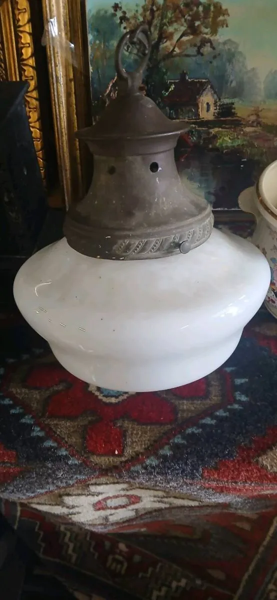 1860s copper glass ceiling light  shade - Image 3