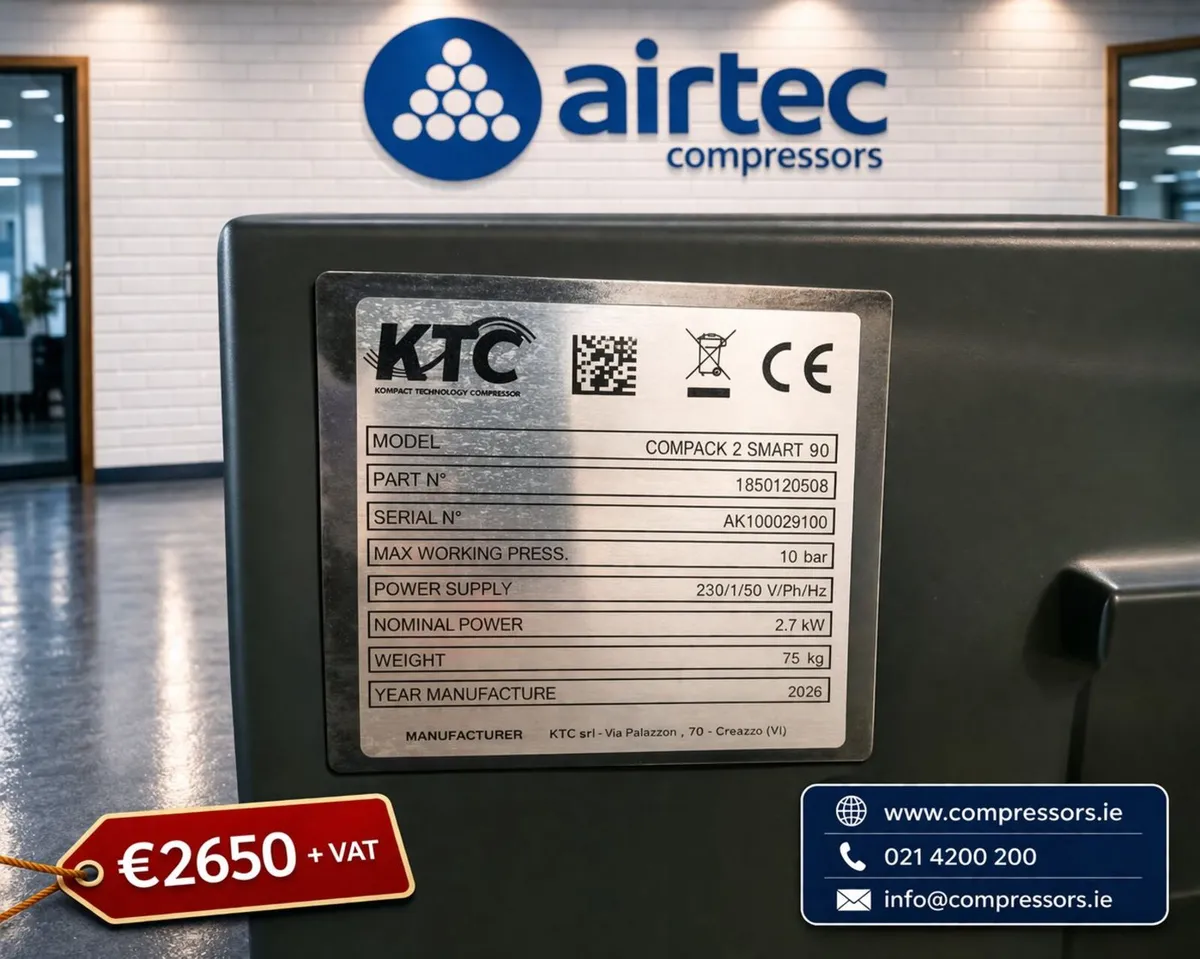SCREW COMPRESSOR - 230V SINGLE PHASE- IN STOCK - Image 2
